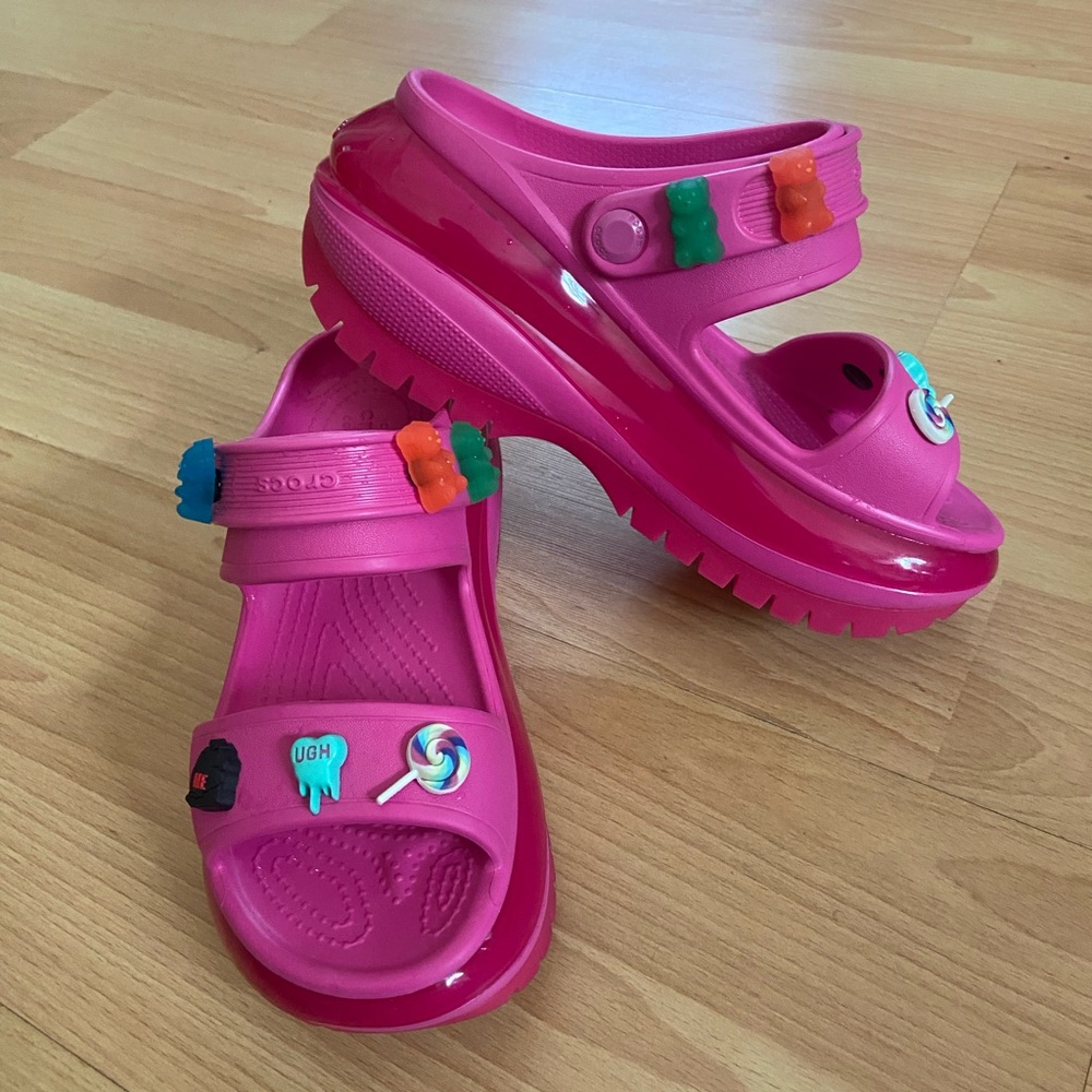 Crocs RARE Pink Mega Crush Sandals in “Juicy/Fuchsia”